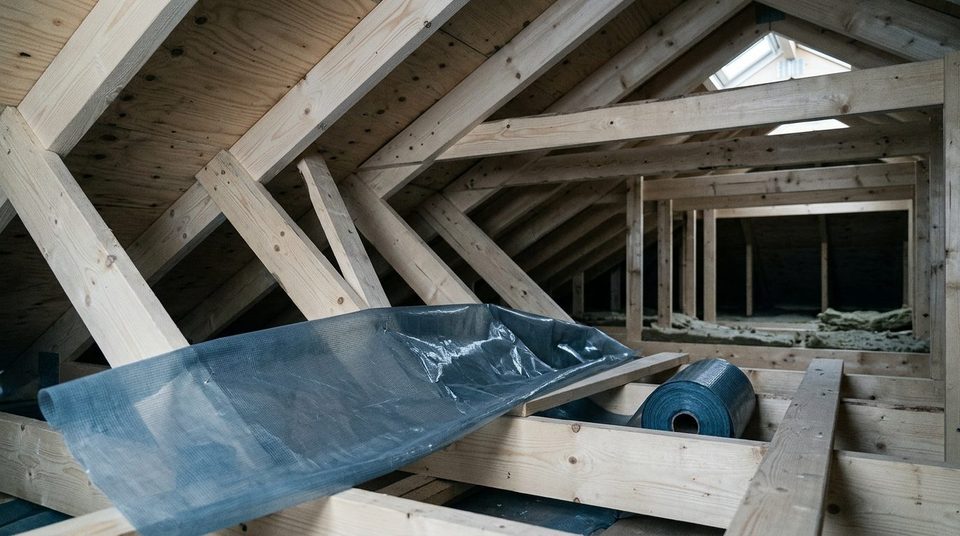 Illustrationsfoto til guiden: Efterisolering af skråvægge og hanebåndsloft: opbygning, fugt og typiske fejl